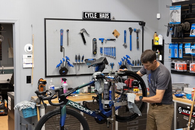 Simpsonville is a bike ride from many areas and Cycle Haus is a perfect spot to shop for one.