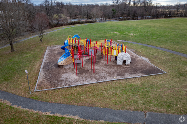 There are multiple playgrounds at Halls Cross Roads Elementary School, including this one.