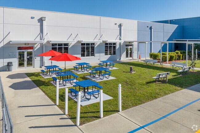 Patriot Elementary School in Cape Coral has outdoor seating for students who want to get out.