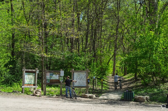 Bikers can access the hilly trails of Hixon Forest.