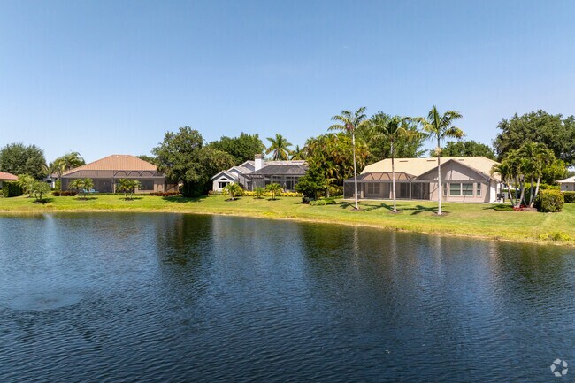 Rows of homes line the lake shoreline in Longshore Lakes.