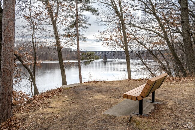 Domer Park has a great view of the railway bridge crossing the Chippewa River.