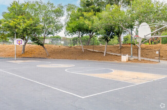 Students can play a game of hoops on the basketball courts at Castille Elementary School.