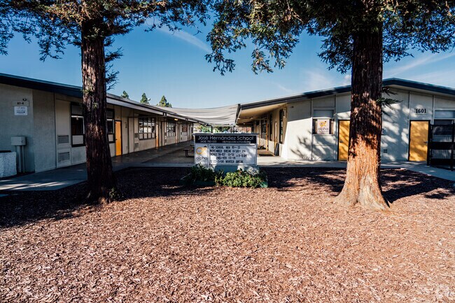 The front building of Alpha: Jose Hernandez Middle in San Jose, California.