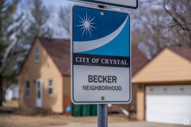 The city of Crystal has neighborhood signs that welcome people into the neighborhood.