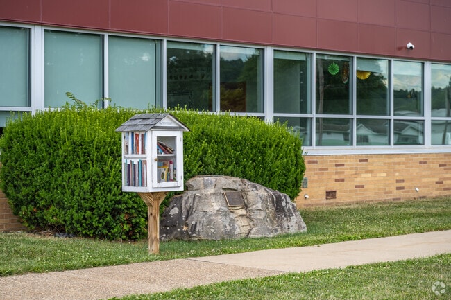 The Little Library program is evident outside of Shannock Valley Elementary School.