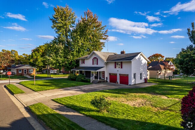 Many properties feature attached garages throughout Ellet.