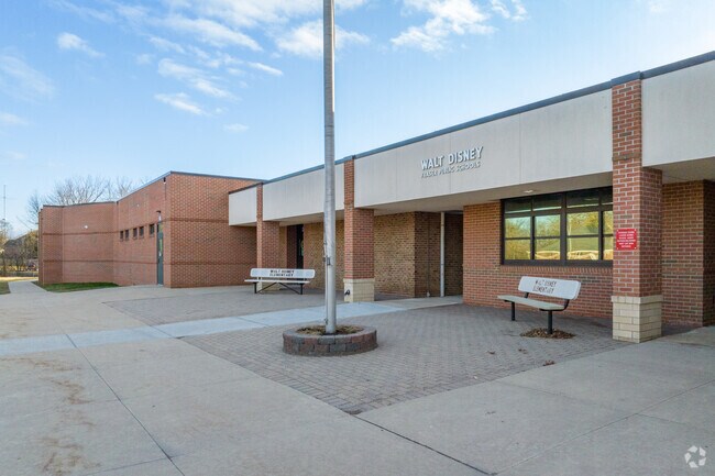 Walt Disney Elementary School front entrance in Clinton Township.