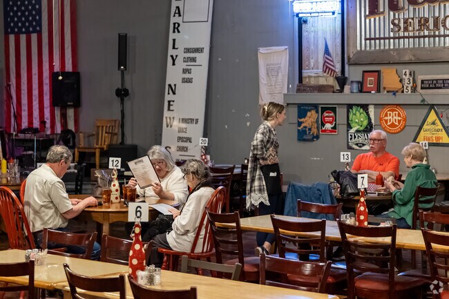 The Woodshed is located on the square and is a local favorite.