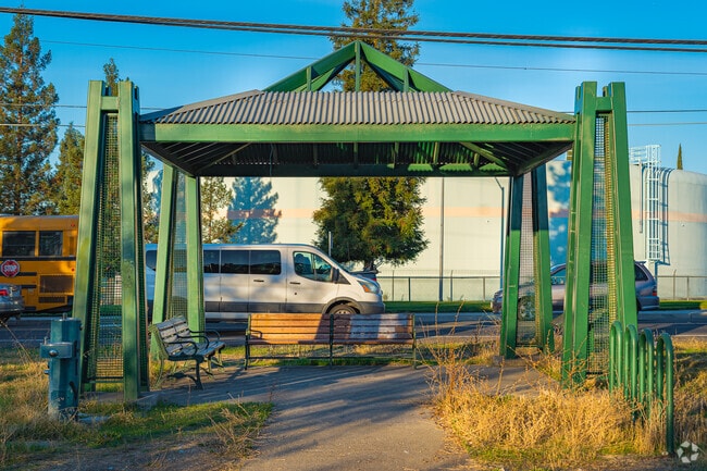 One of many features in Robla allows Sacramento Northern bike trail users to rest.