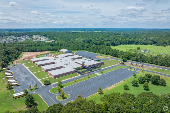 aerial shot of the school