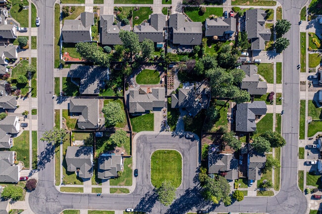 A neighborhood area laid out in a geometric pattern.