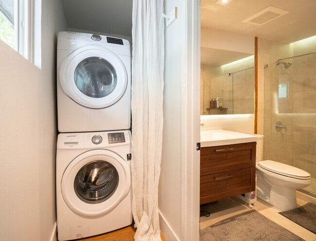 Laundry next to bathroom