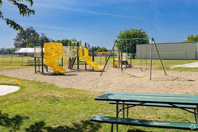 Outside Creek Elementary School provides several areas for students to play and relax.