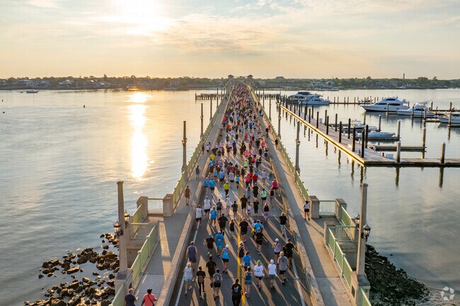 Run the historic Bridge of Lions to Anastasia Island during the Bridge of Lions 5K.