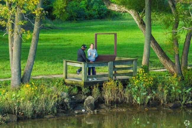 A couple enjoys the beauty of Prospect Park, PA.