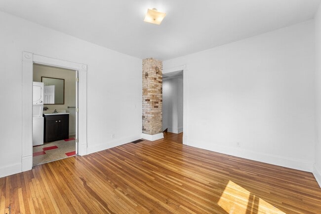 Living room with entry to bathroom