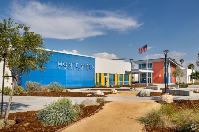 Bright Colorful Buildings Seen on the Campus of Monte Vista Middle School in San Jacinto.