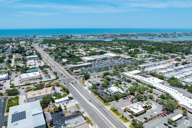 A variety of retail shops and eateries straddle Walsingham Road for Largo Meadows Park locals.
