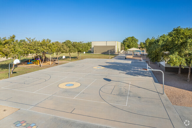 Hoops action at Centerra Mirage STEM Academy in Goodyear.