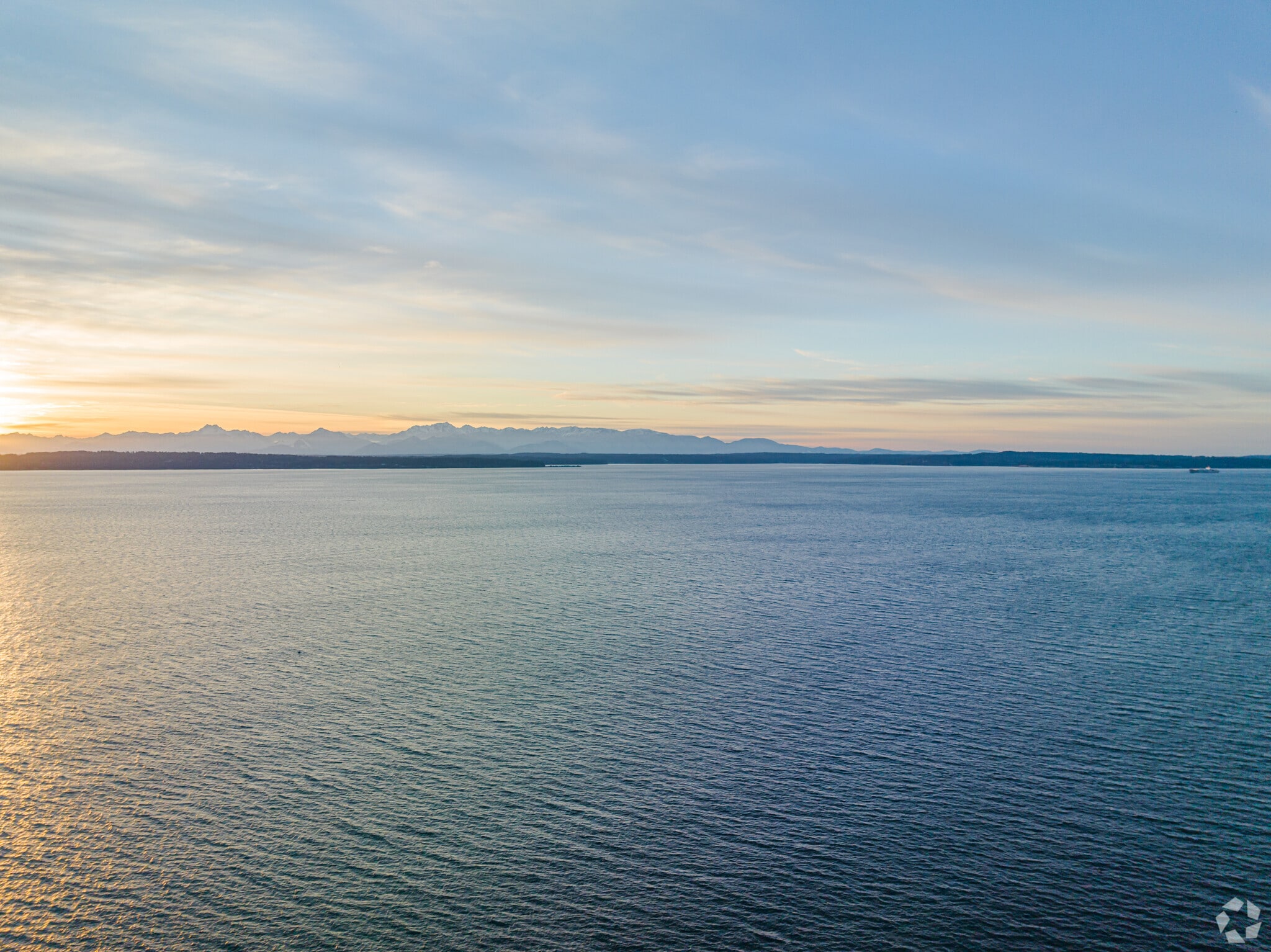 The Olympic Mountains can be seen from Sunset Hill on a clear day.