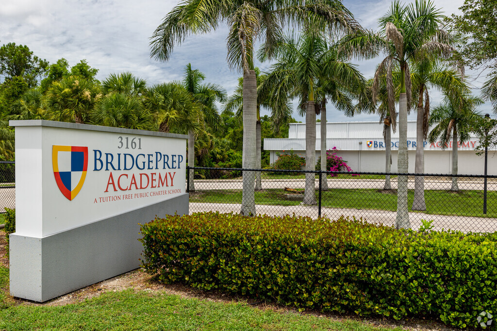 BridgePrep Academy of Collier in Naples welcomes students with a large sign on the street