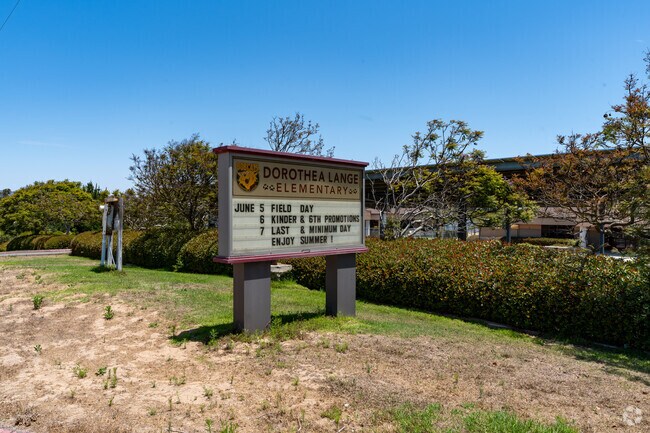 The marquee at Dorothea Lange Elementary School keeps students and parents informed.