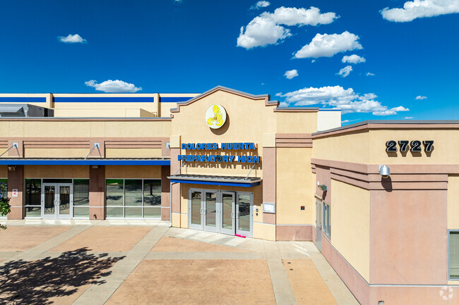 Chavez/Huerta K-12 Preparatory Academy has a main entrance for the high school
