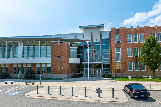 Rogers High features an updated building entrance.
