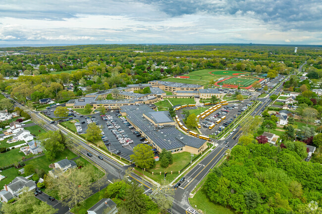 Here is an aerial view of Commack High school .