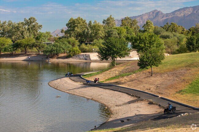 Residents enjoy morning fishing at Chuck Ford Lakeside Park.