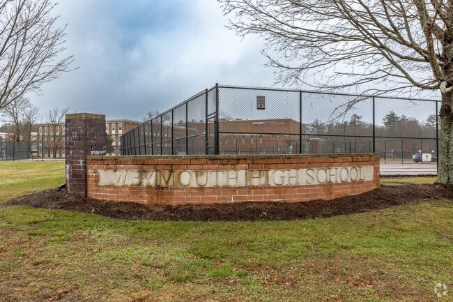 A brilliant stone sign greets you as you enter Weymouth High School in Weymouth.