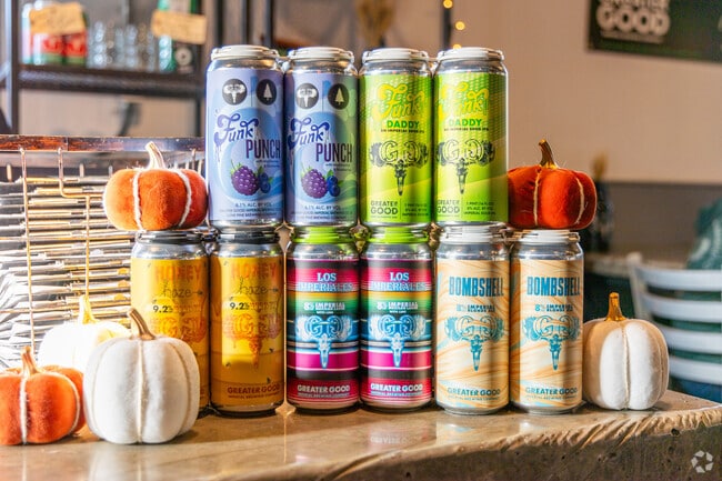 Greater Good Imperial Brewing Company features seasonal craft beer selections.