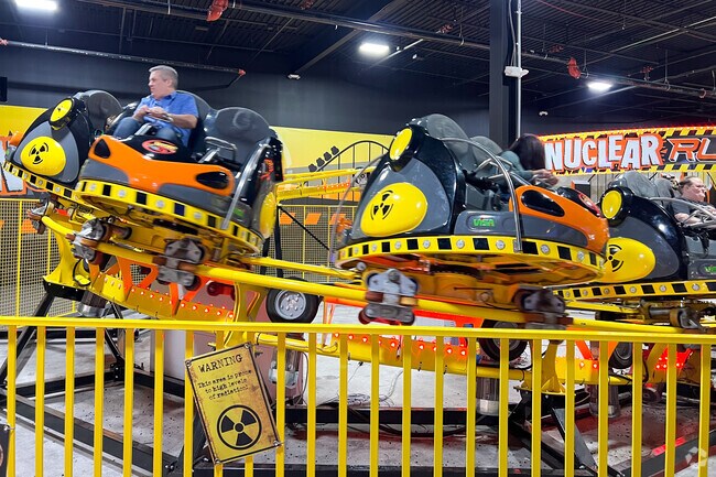Scene 75 Entertainment Center has an indoor roller coaster called Nuclear Rush.