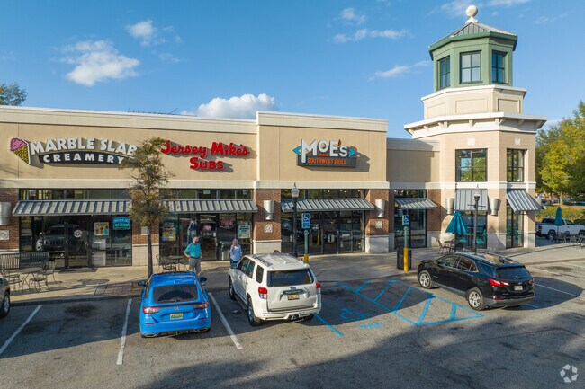 You'll find Tiger Town nearby, a large commercial center offering shopping and dining like Moes.