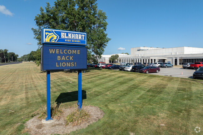 School events and programs are featured regularly on the Elkhart High School sign.