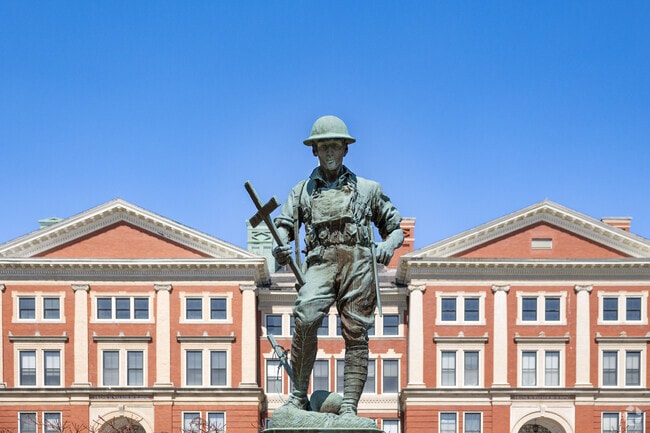 The Doughboy Monument sits proudly in  just outside of French Hill.