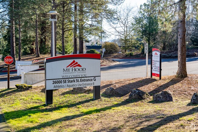 Signage welcomes students as they arrive to Mt. Hood Community College