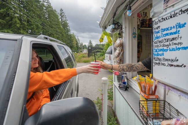 Grab your morning cup of coffee at Gingerbread House Drive-through in Bethel.