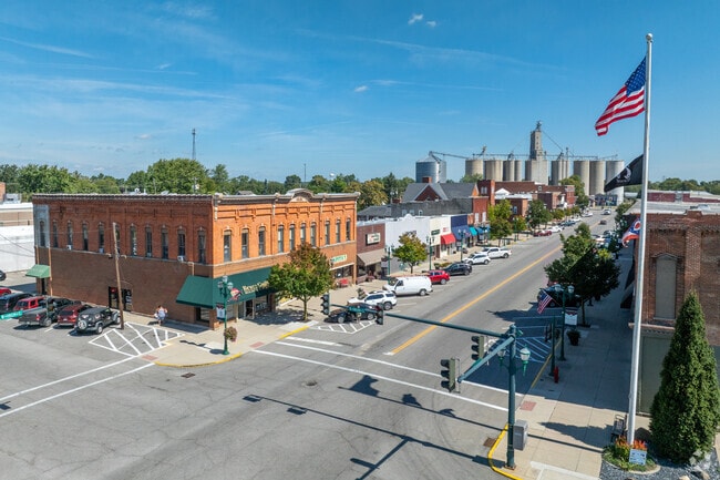 Downtown Hicksville features historic buildings and local businesses along High Street.