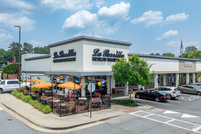 Grab a bite on the patio at La Parrilla—this go-to Mexican restaurant is a favorite for Mason Mill locals.