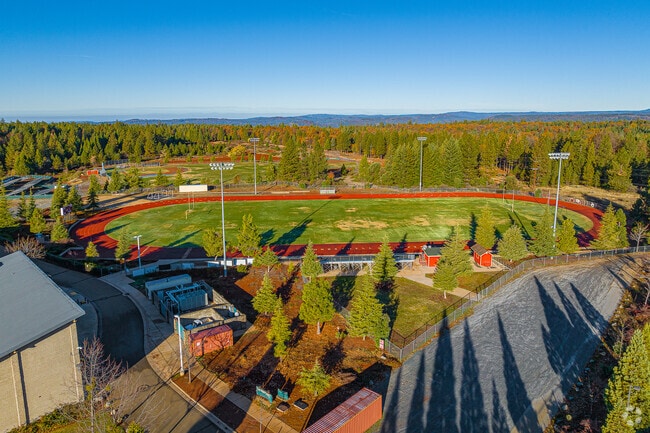 Sports teams at Foresthill High School utilize a large lighted field for sports.