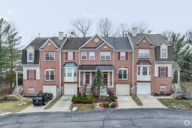 Brick townhomes of varying styles are common in this small planned community.