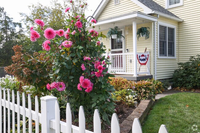 Front yards of flowers over flow to the sidewalk in Sandy Hill.