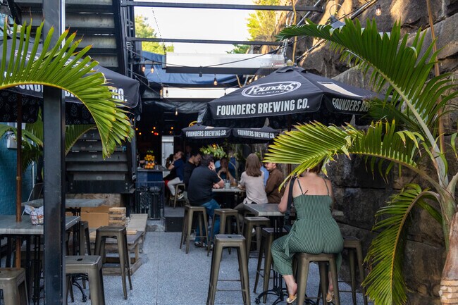 Enjoy outdoor seating at Trolley Square Oyster House near Cool Spring-Tilton Park.