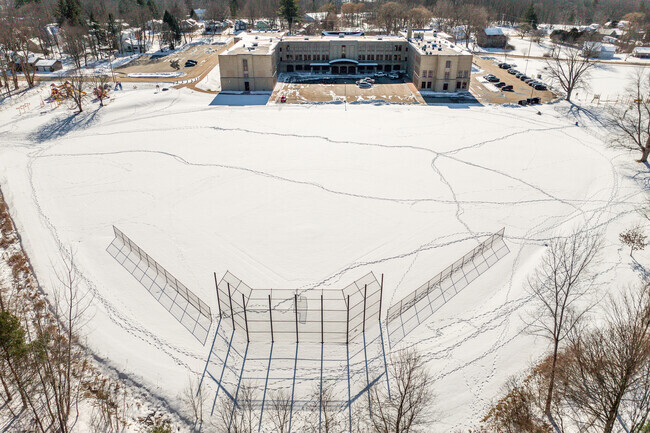 The baseball field of Pulaski Elementary School in Pulaski is situated behind the school.