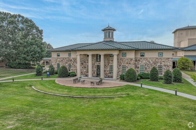 Entrance with front seating to The Steward School.