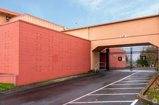 Sports and parking entrance for Holy Redeemer Catholic School.