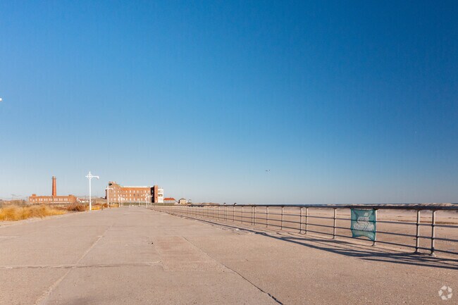 Jacob Riis Park is right on the boardwalk/