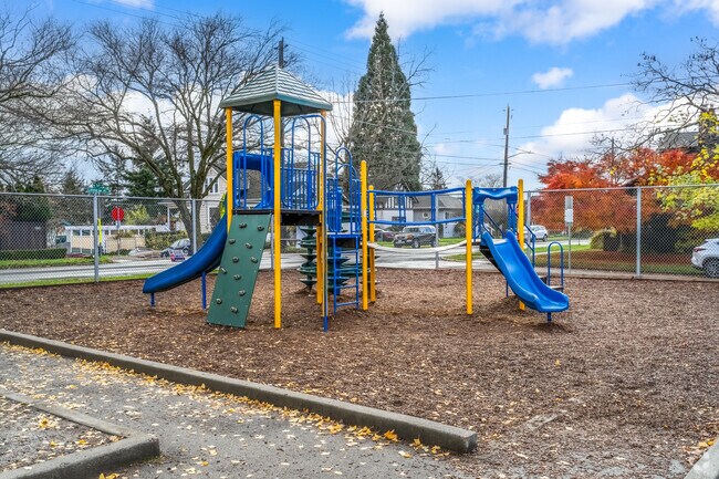 McDonald International School playground includes several structures.
